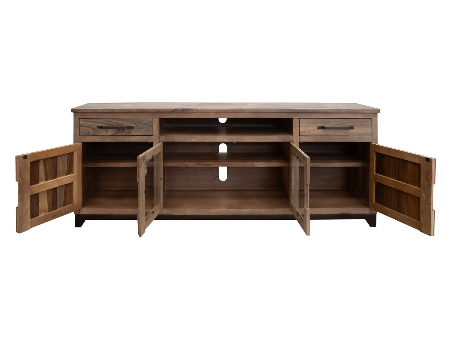 2 Drawer, 2 Door, 2 Glass Door 80" TV Stand - Brown Cappuccino