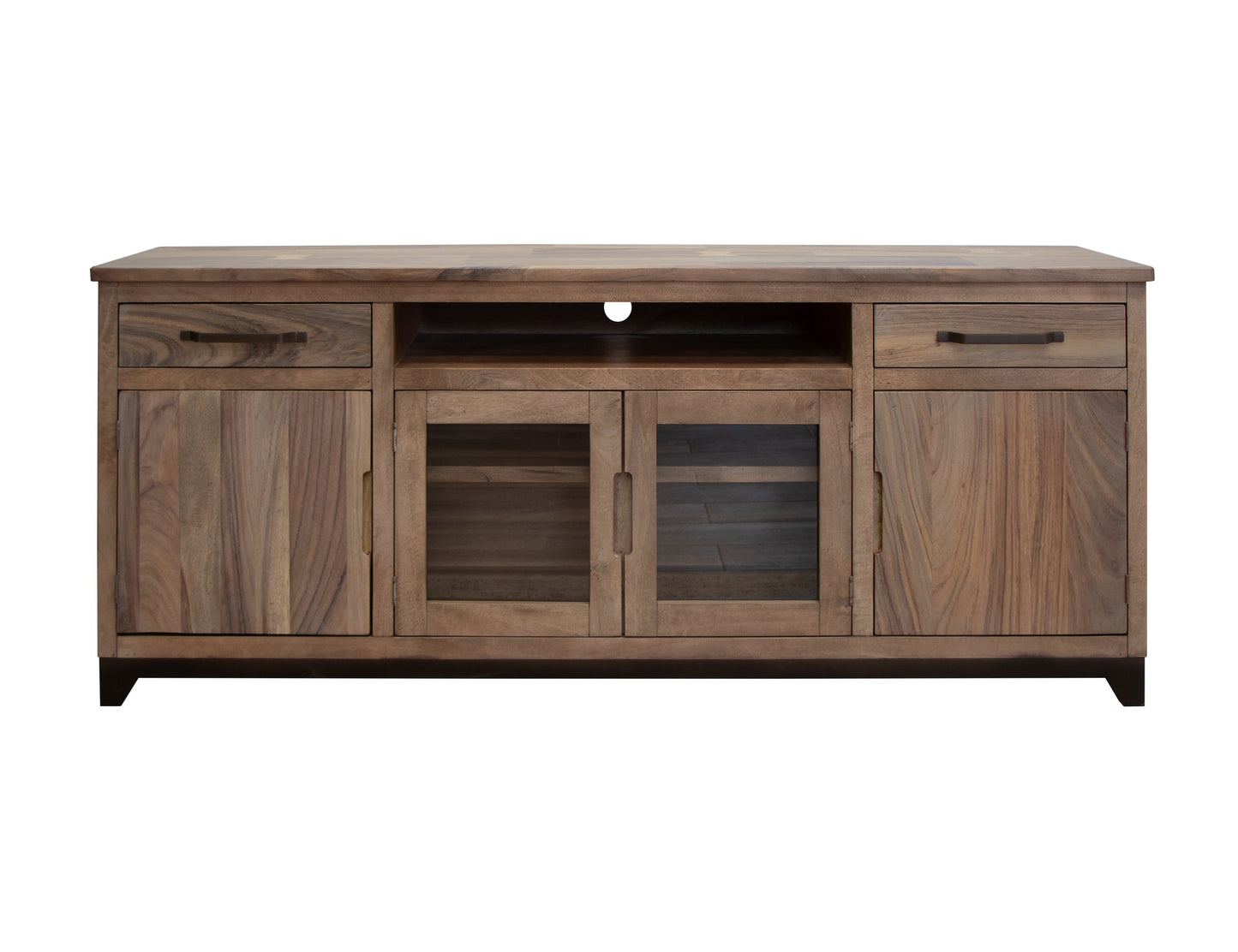 2 Drawer, 2 Door, 2 Glass Door 80" TV Stand - Brown Cappuccino