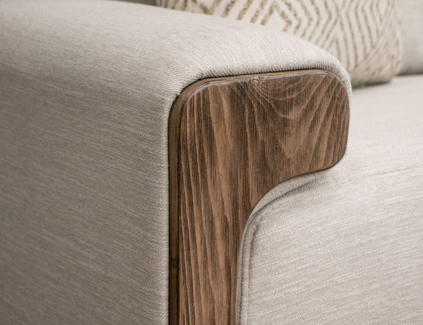 Wooden Frame & Base, Loveseat - Ecru Beige
