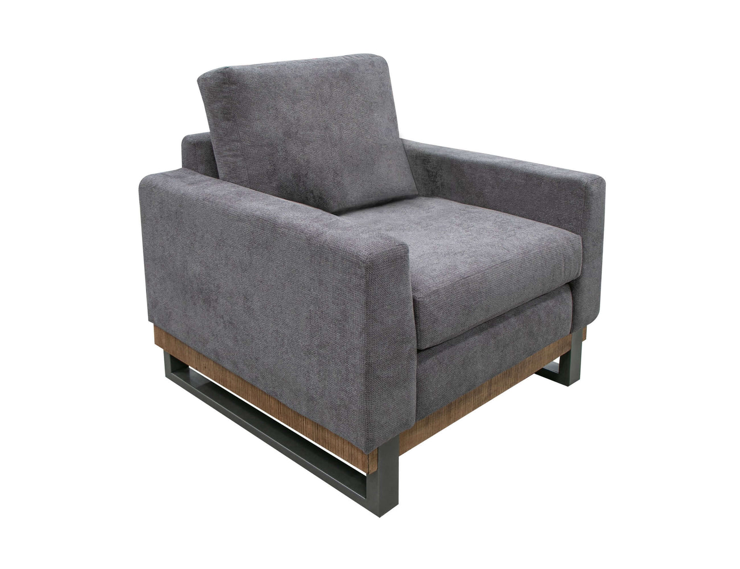 Metal & Wood Base, Armchair - Iron Gray