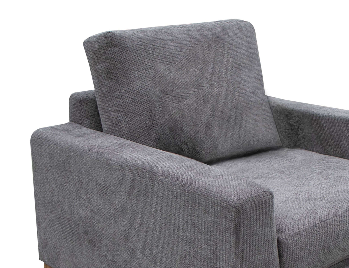 Metal & Wood Base, Armchair - Iron Gray