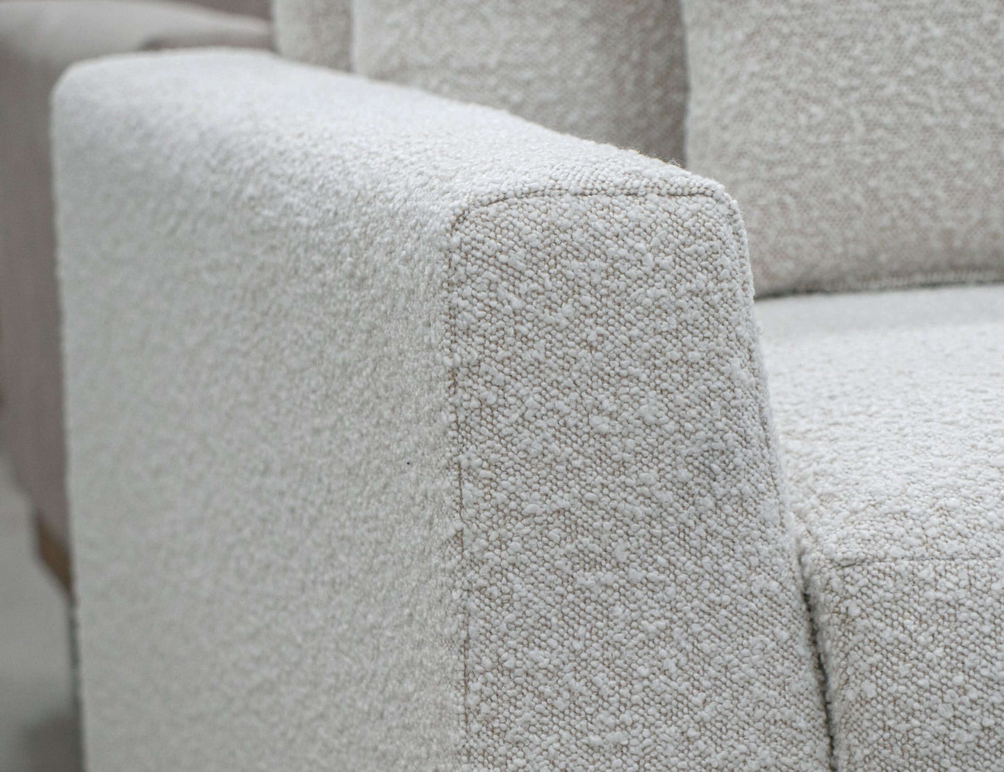 Metal & Wood Base, Sofa - Light Cream