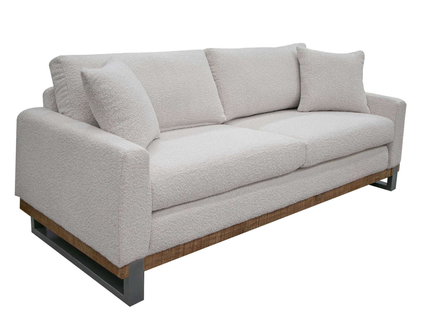 Metal & Wood Base, Sofa - Light Cream