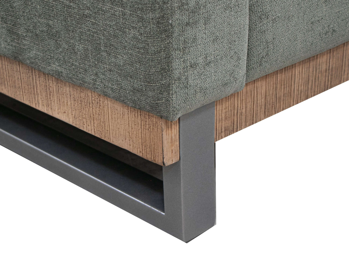 Metal & Wood Base, Loveseat - Olive Green