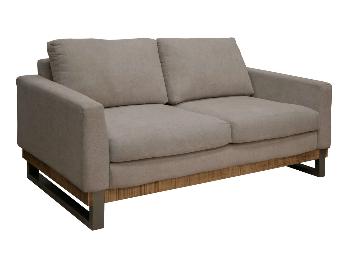 Metal & Wood Base, Loveseat - Almond Gray