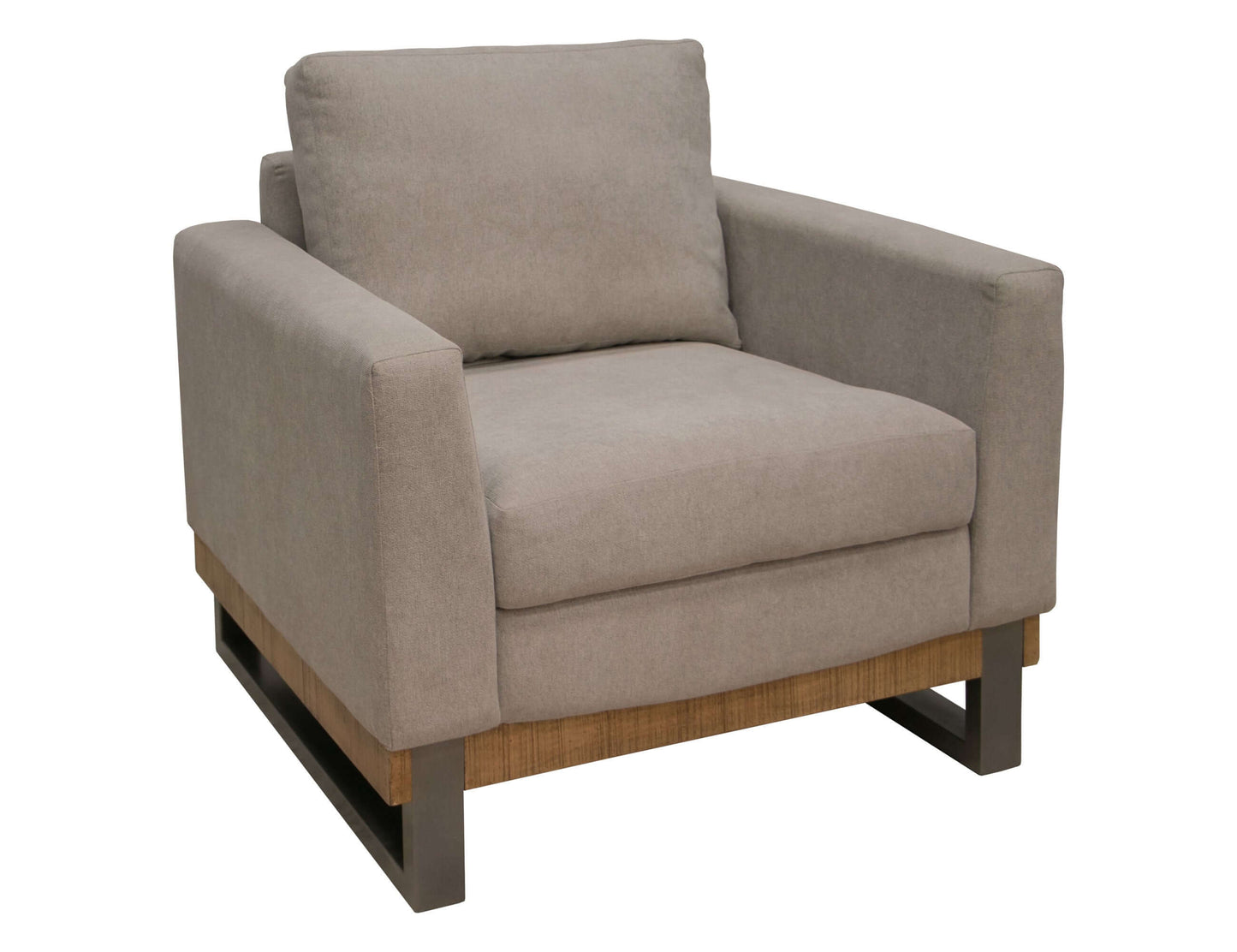 Metal & Wood Base, Armchair - Almond Gray