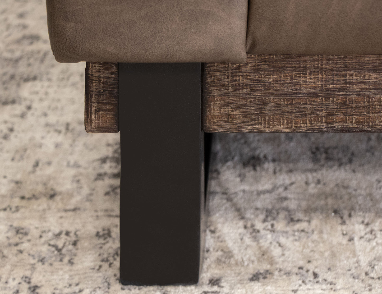 Metal & Wood Base, Sofa - Chocolate Brown