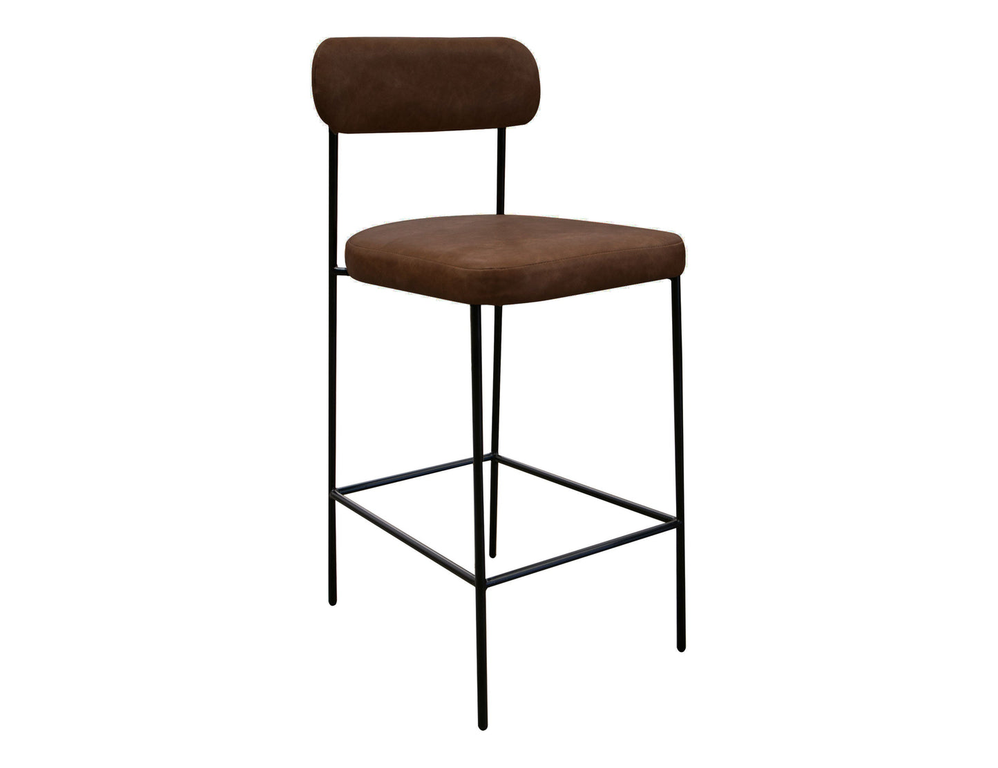 Wooden Frame & Metal Base, 30" Upholstered Barstool - Chocolate Brown