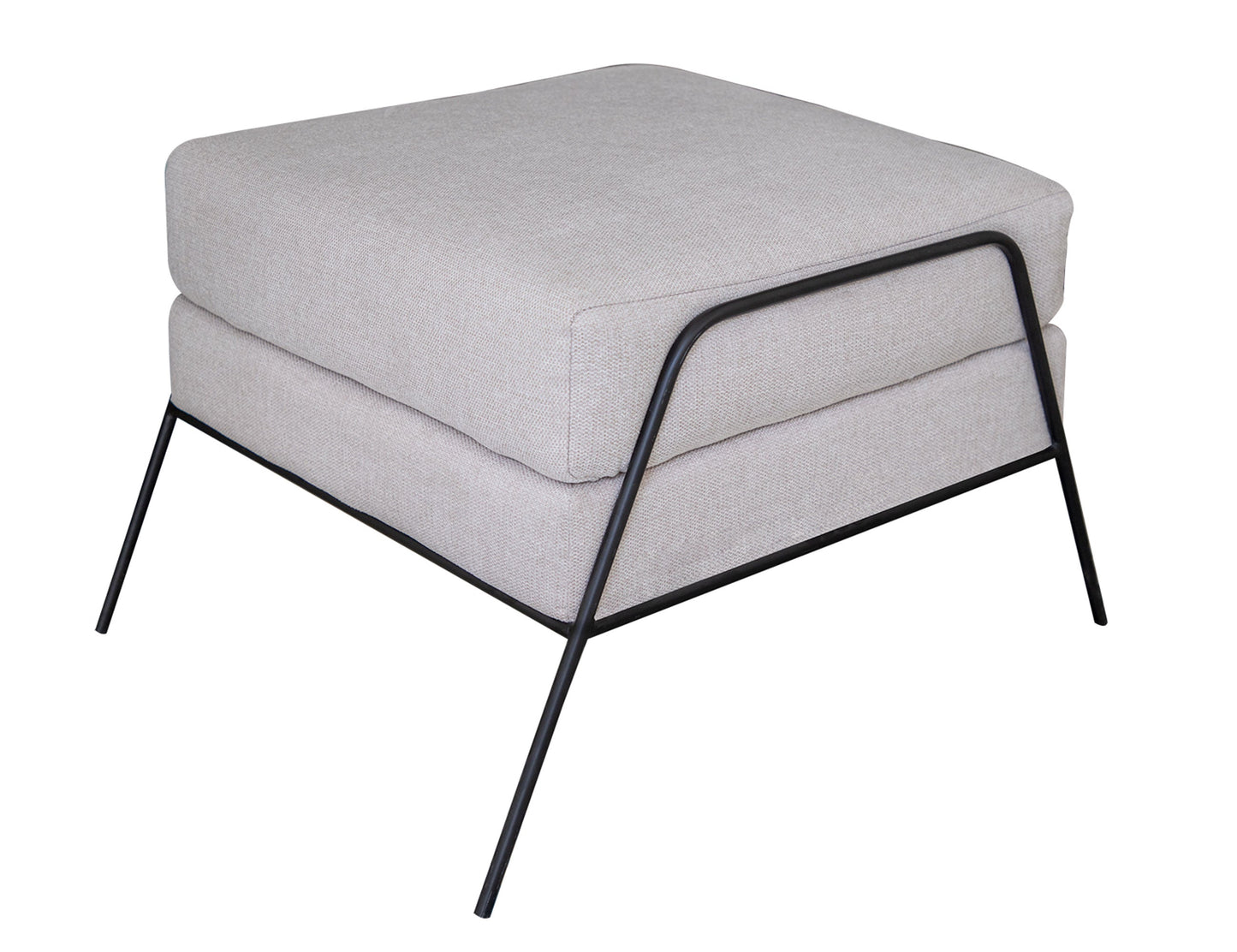 Wooden Frame & Metal Base, Footstool Ottoman - Agreeable Gray