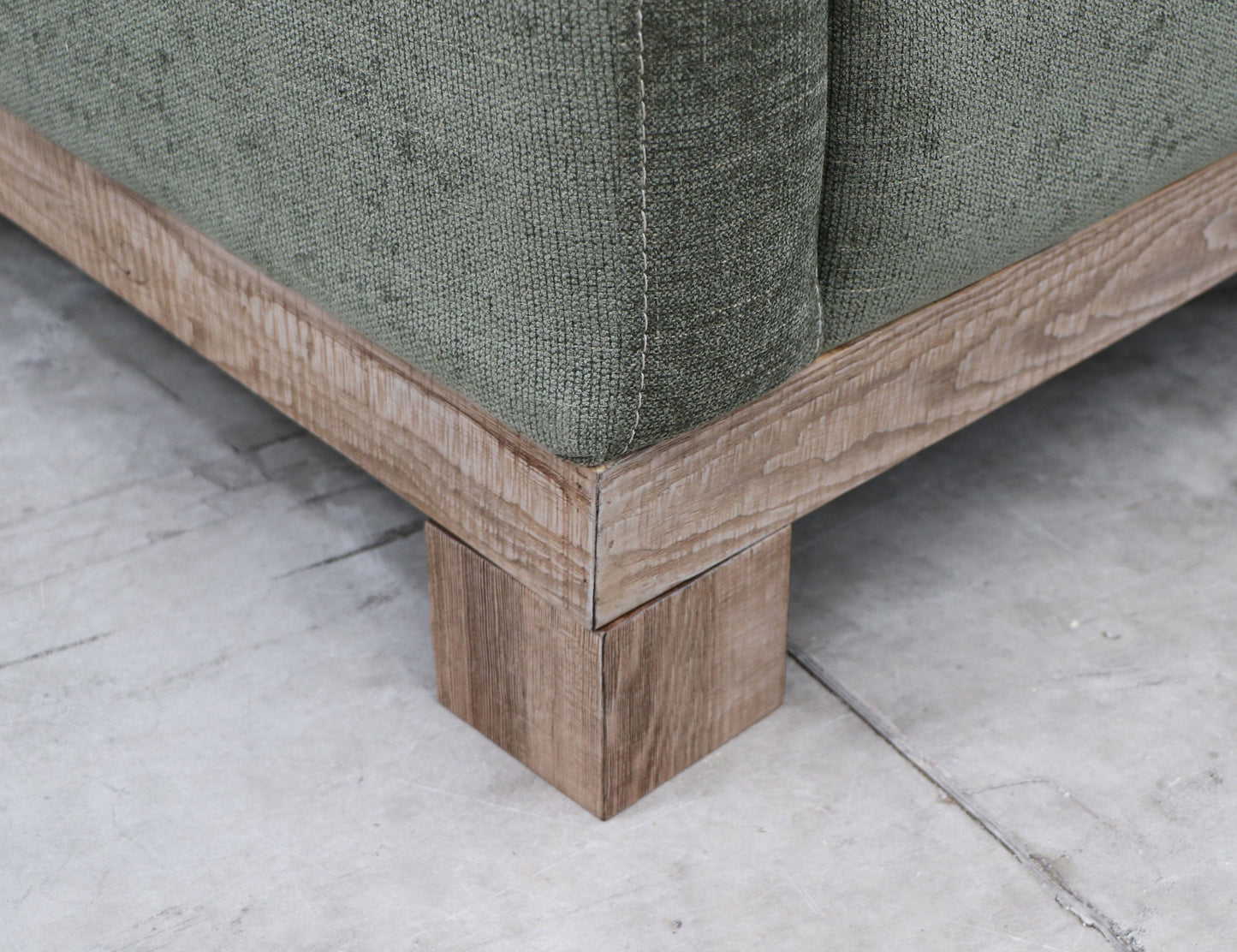 Wooden Frame & Base, Sectional Left Chaise - Olive Green