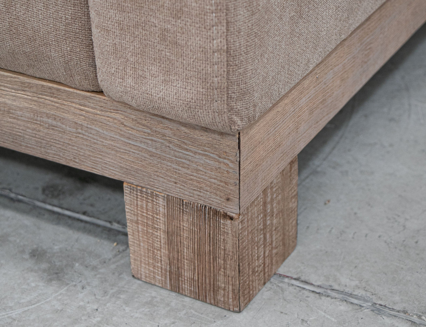 Wooden Frame & Base, Upholstered Square Ottoman - Brown Camel