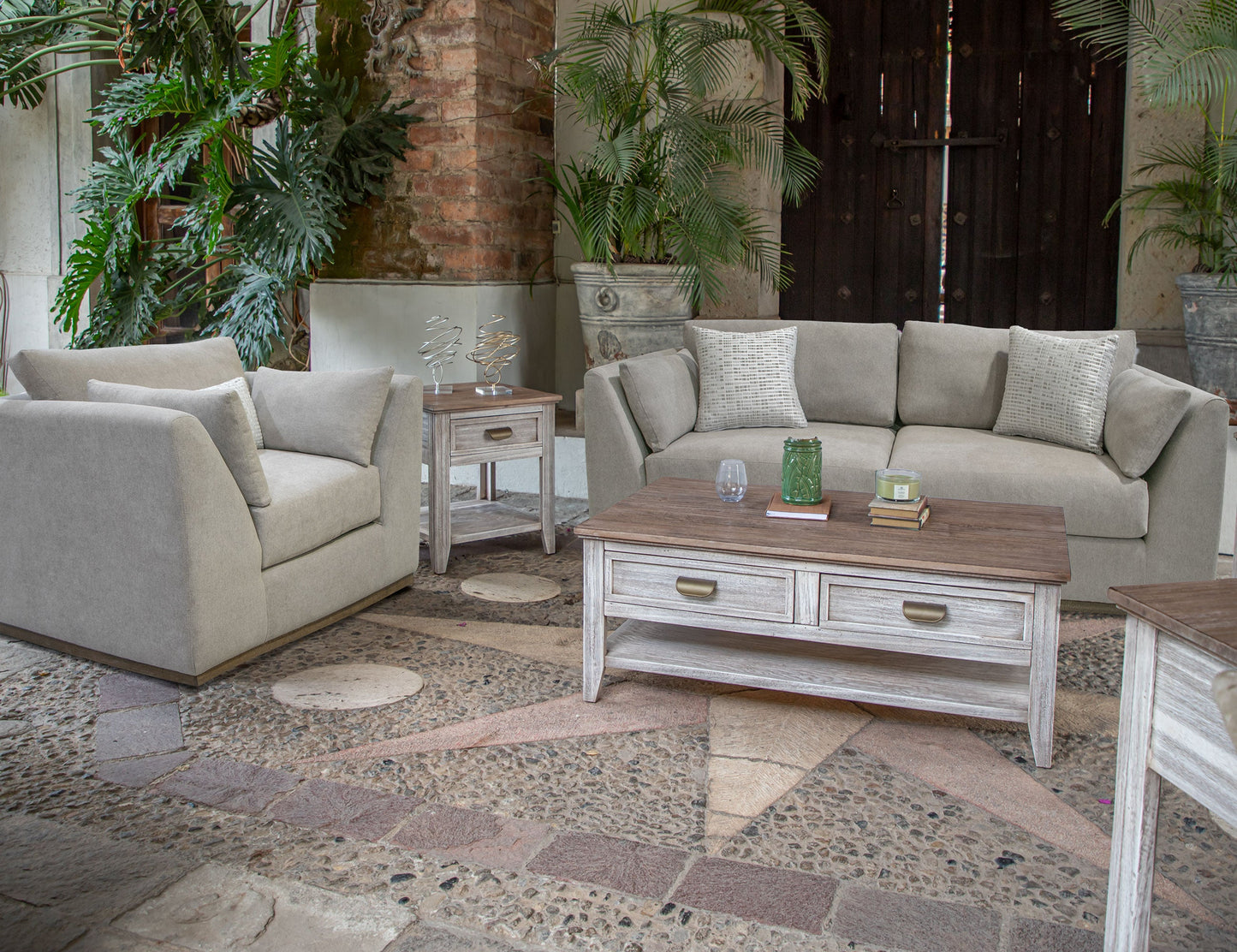 Wooden Frame & Base, Armchair - Iron Gray