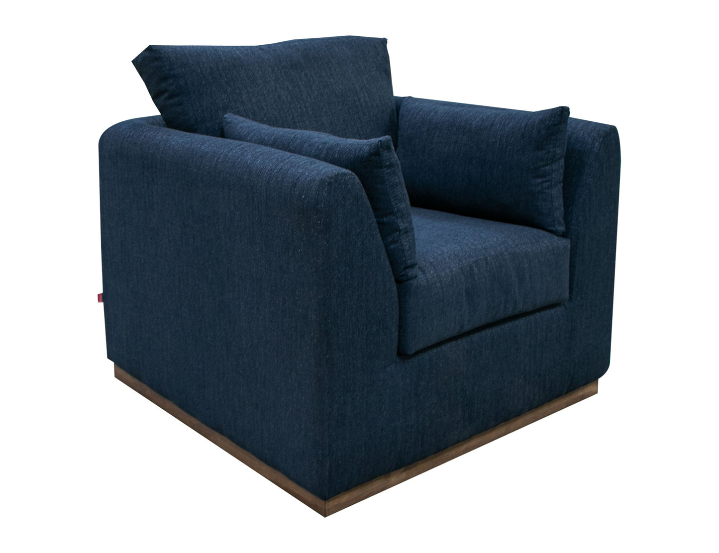 Wooden Frame & Base, Armchair - Midnight blue