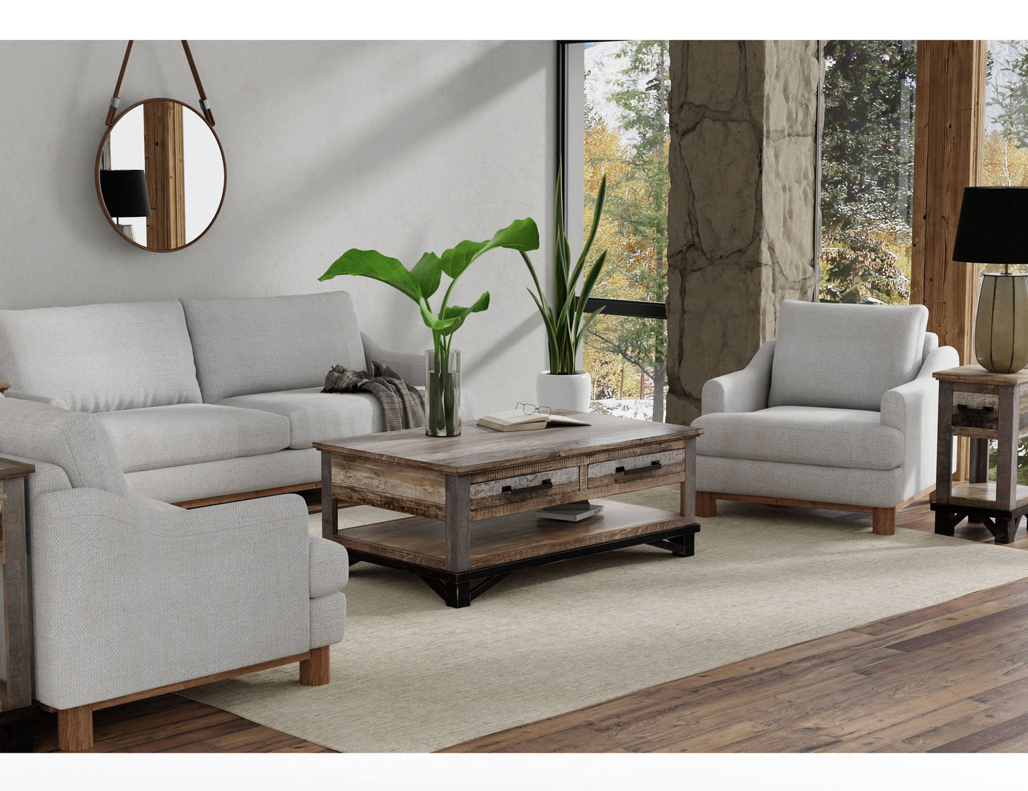 Wooden Frame & Base, Sofa - Agreeable Gray