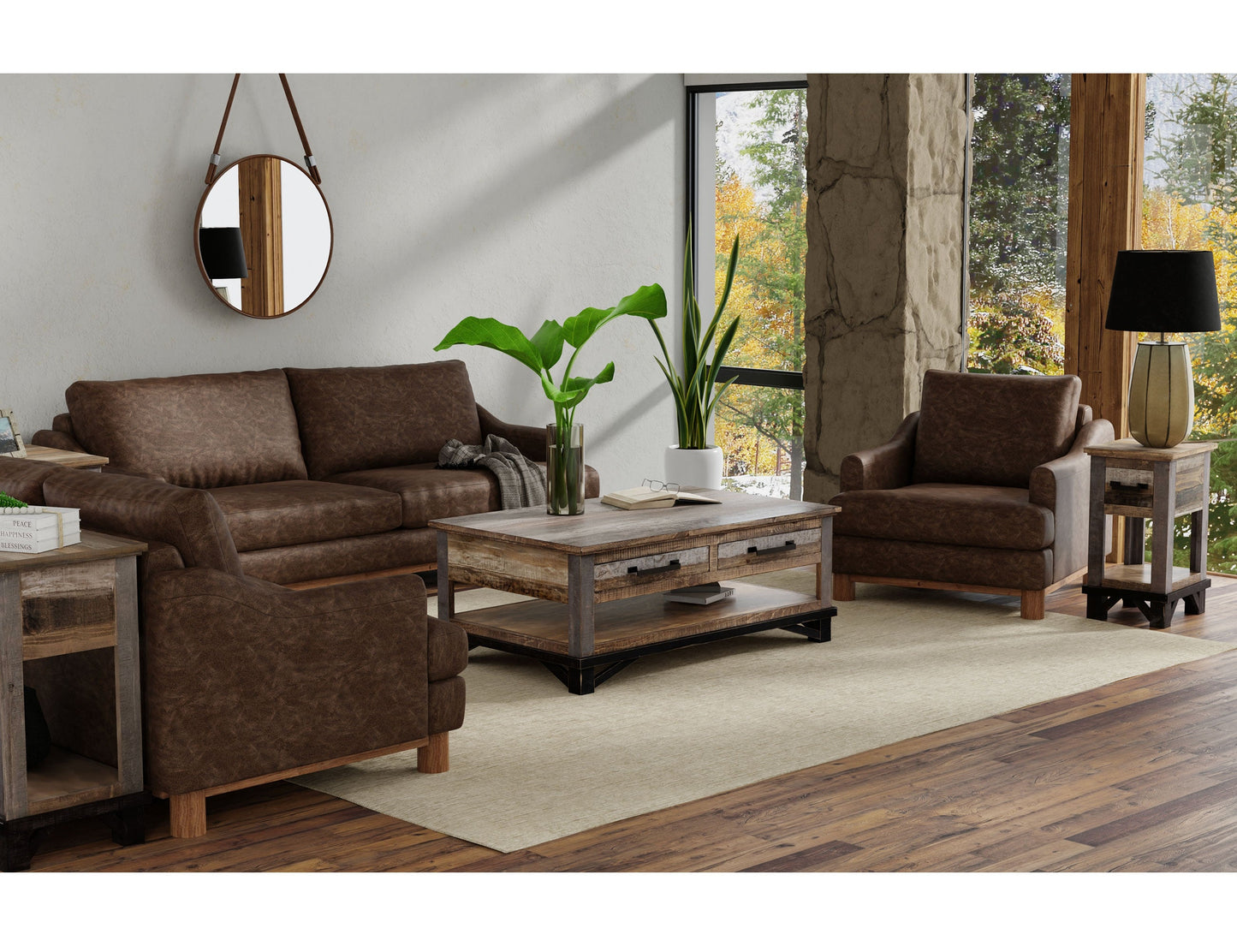 Wooden Frame & Base, Sofa - Chocolate Brown