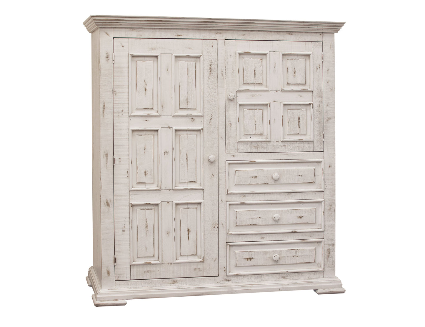 3 Drawer 2 Door Gentleman's Chest - Distressed White