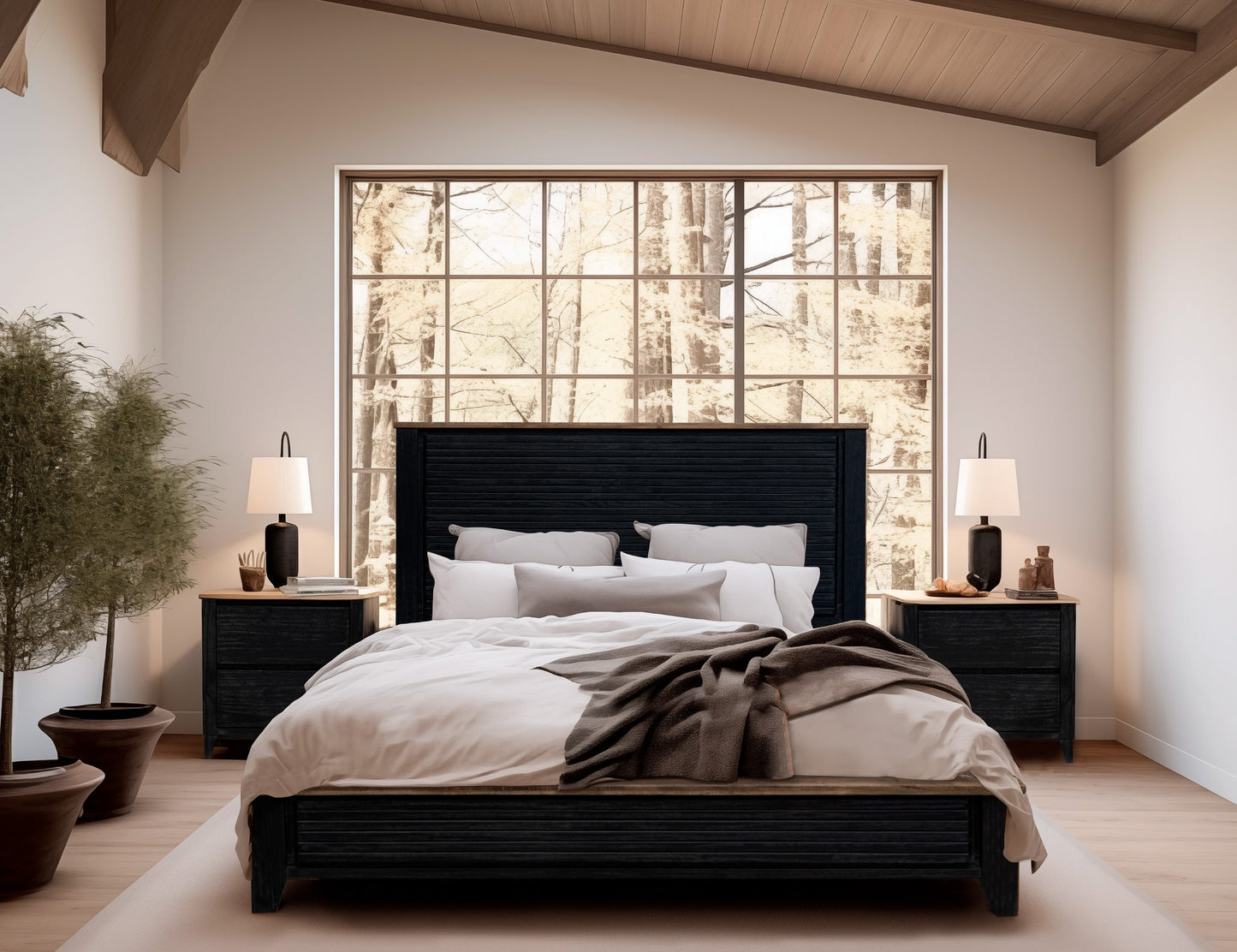 2 Drawer Nightstand - Satin Black And Brown