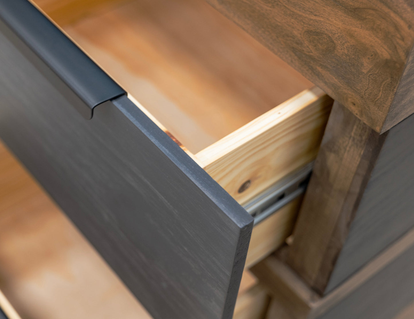 4 Drawer TV Stand - Satin Black And Brown