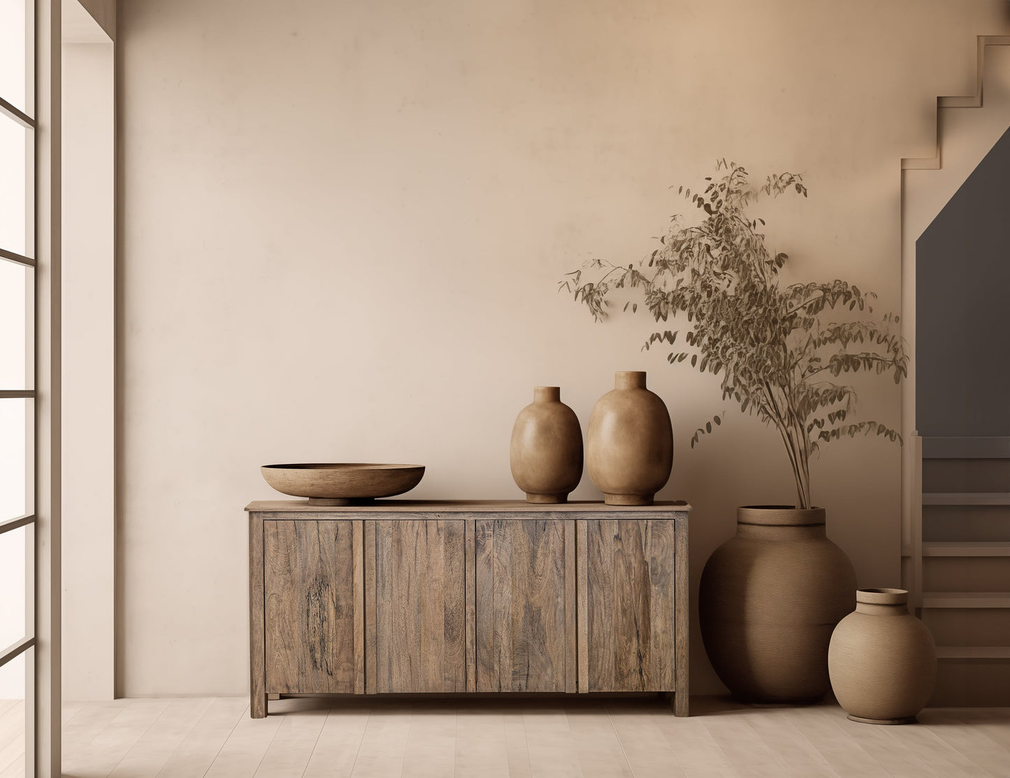 4 Door Console - Almond Brown