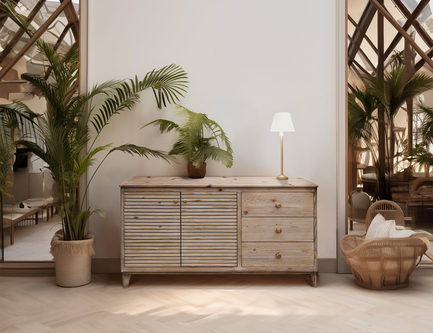 3 Drawer 2 Door Console - Hazelnut