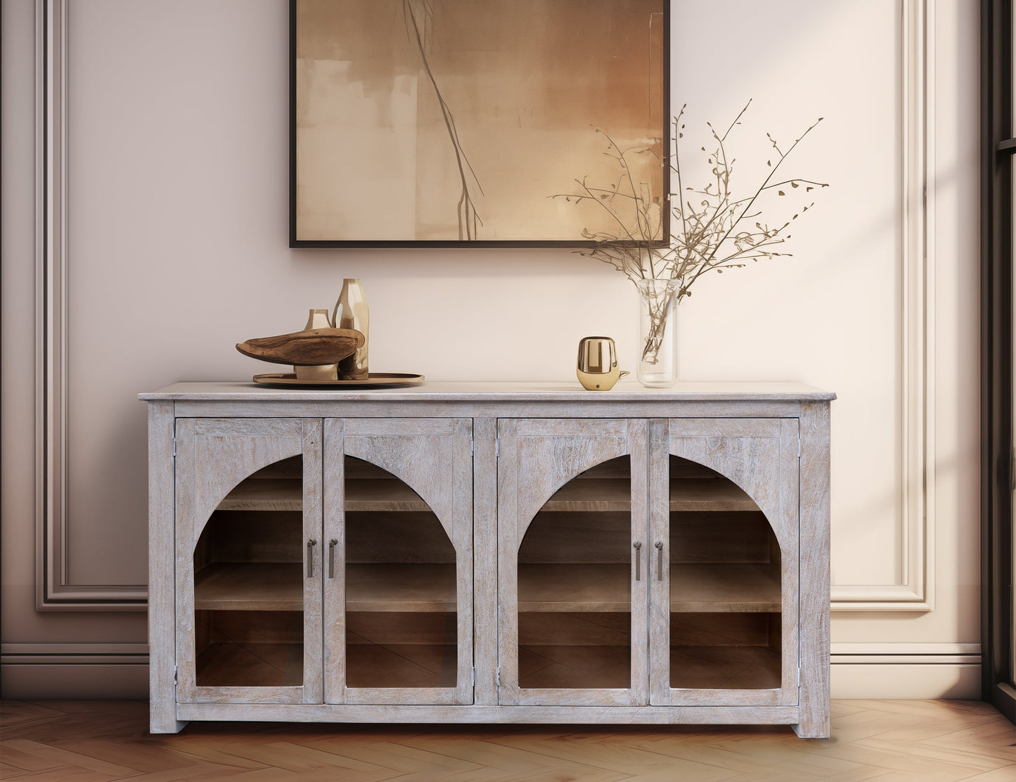4 Door Console - White Wash