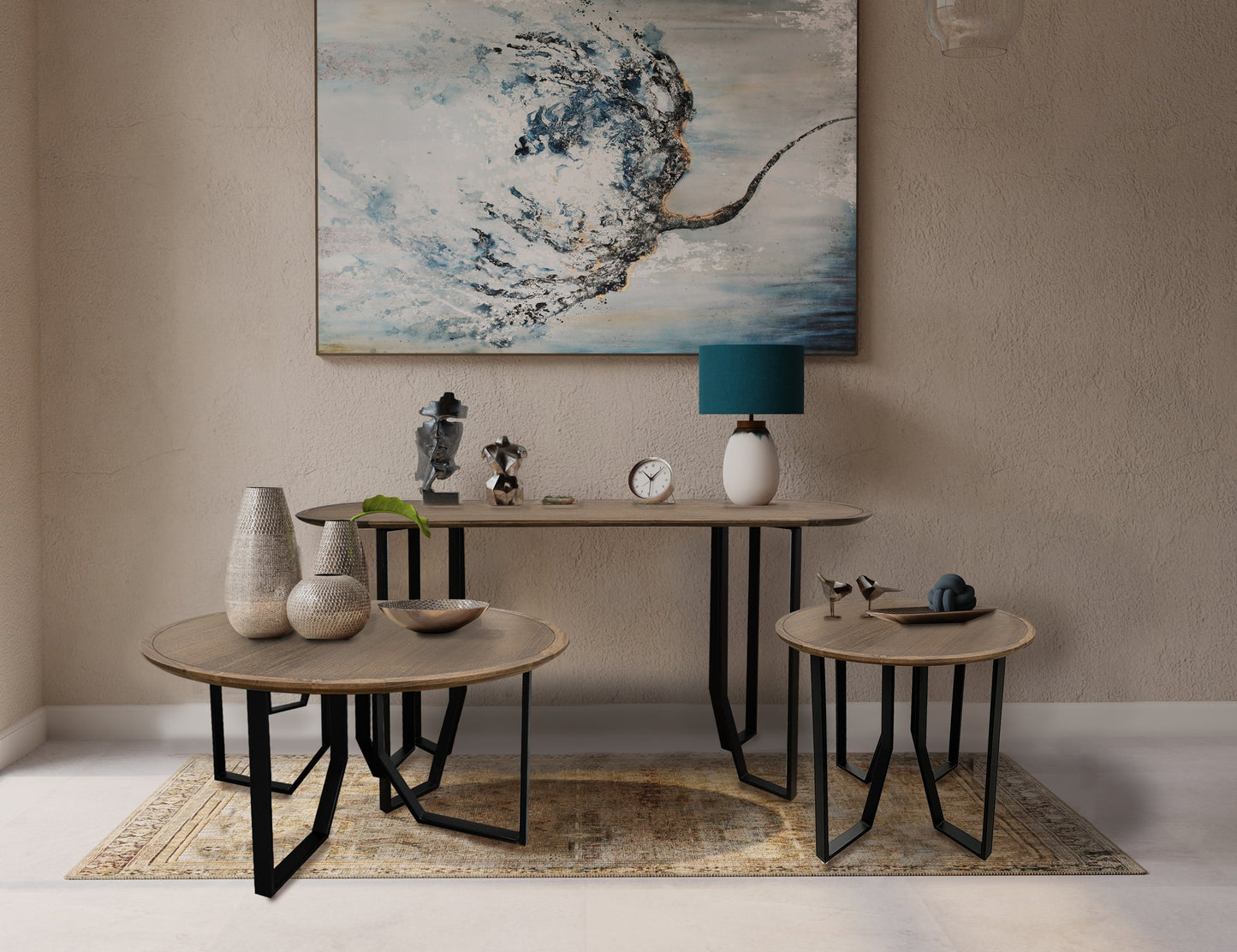 Metal Base End Table - Coyote Brown