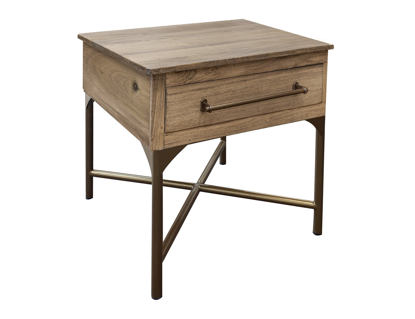 Metal Base End Table - Sepia brown