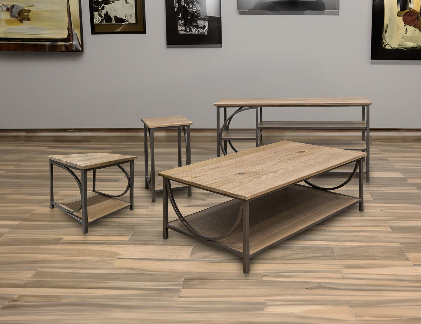 Metal Frame End Table - Peanut