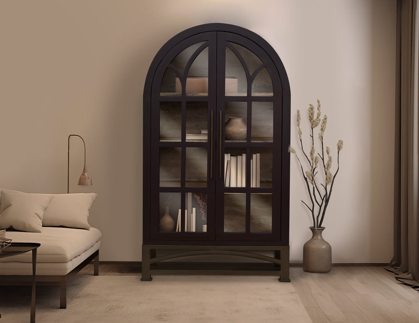 2 Glass Door Cabinet - Merlot Red