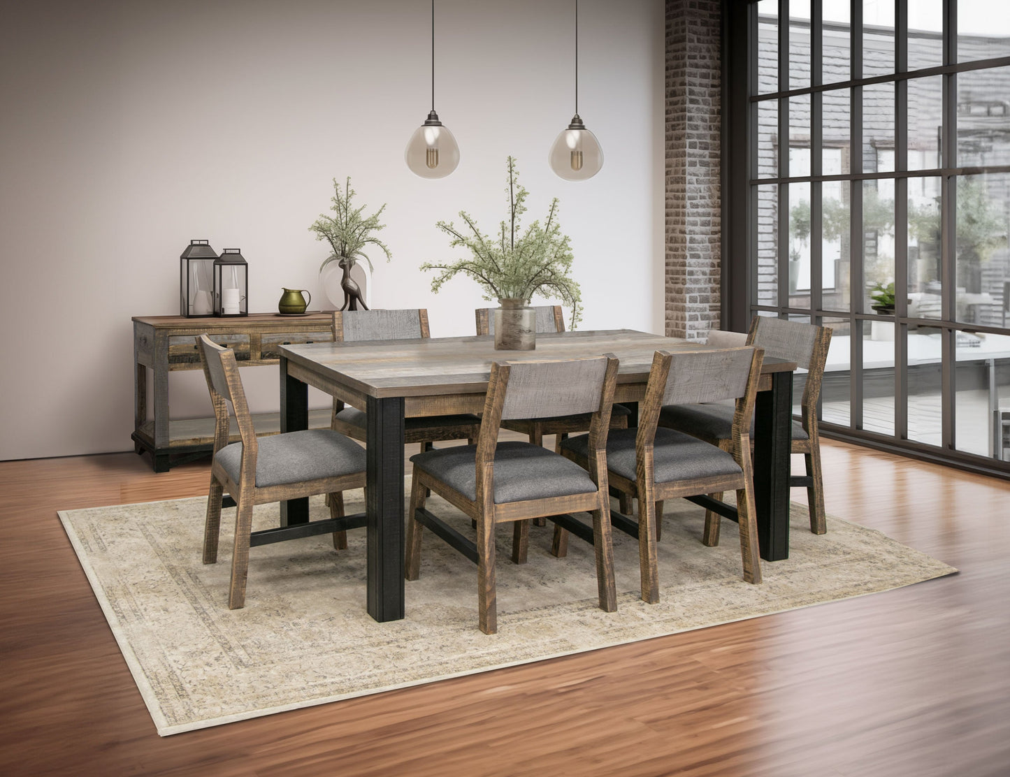 65" Table - Two Tone Gray & Brown