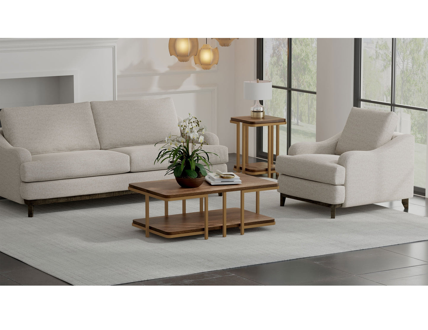 Wooden Frame & Base, Armchair - Agreeable Gray