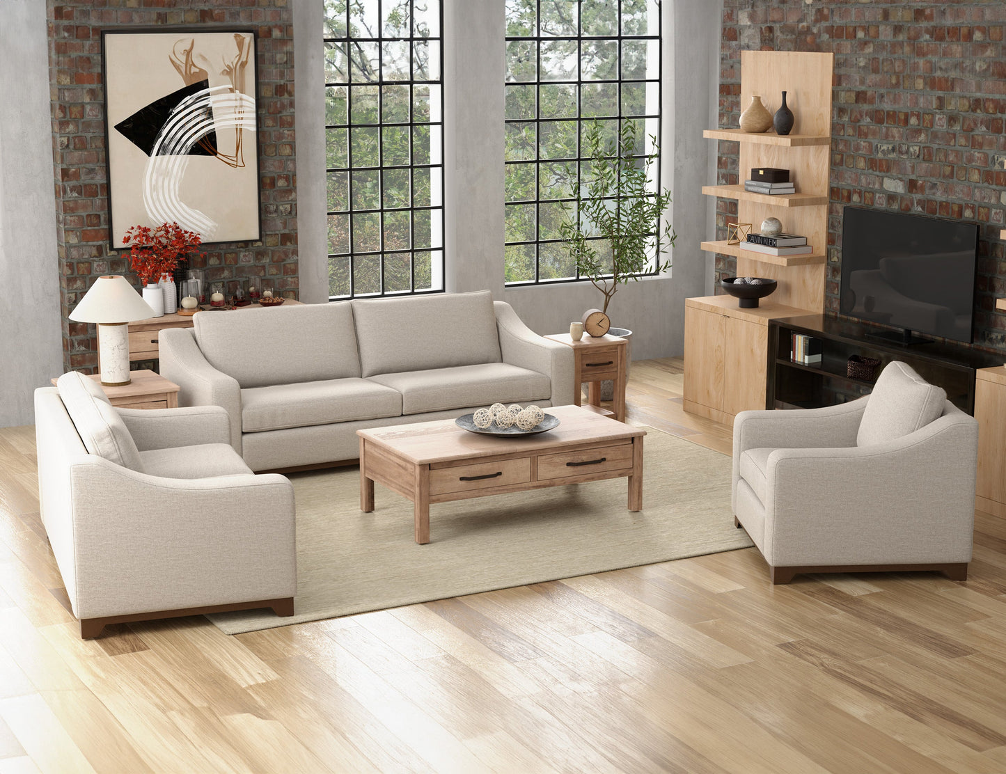 Wooden Frame & Base, Sofa - Agreeable Gray