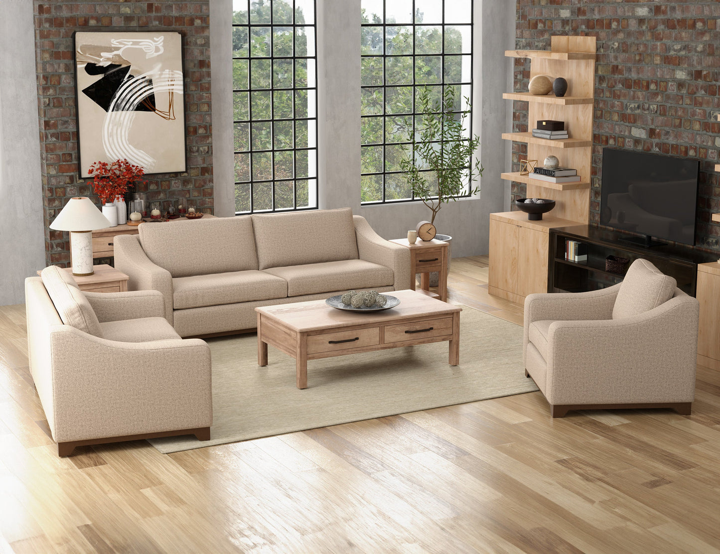 Wooden Frame & Base, Armchair - Capuccino Brown