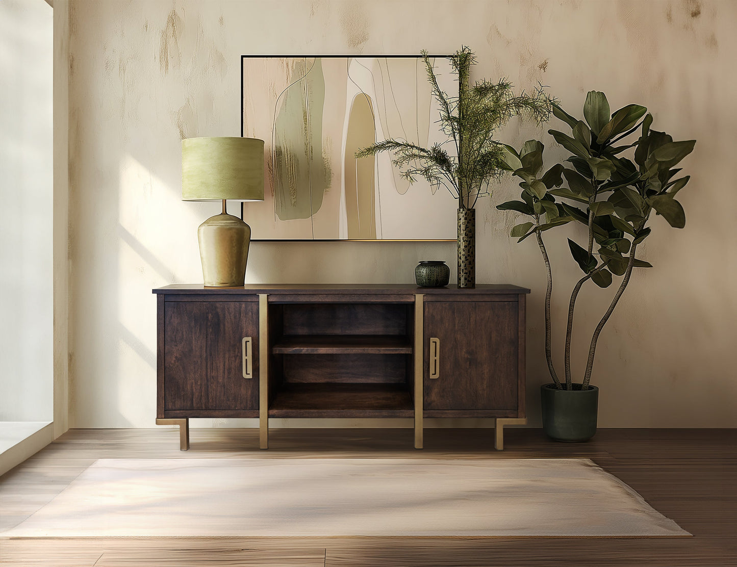2 Door TV Stand - Mahogany Brown