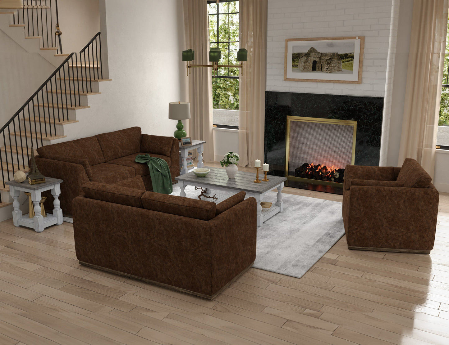 Wooden Frame & Base, Loveseat - Chocolate Brown