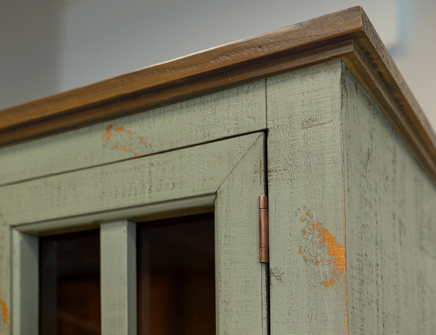 1 Drawer, 2 Glass Doors Cabinet - Sage Green
