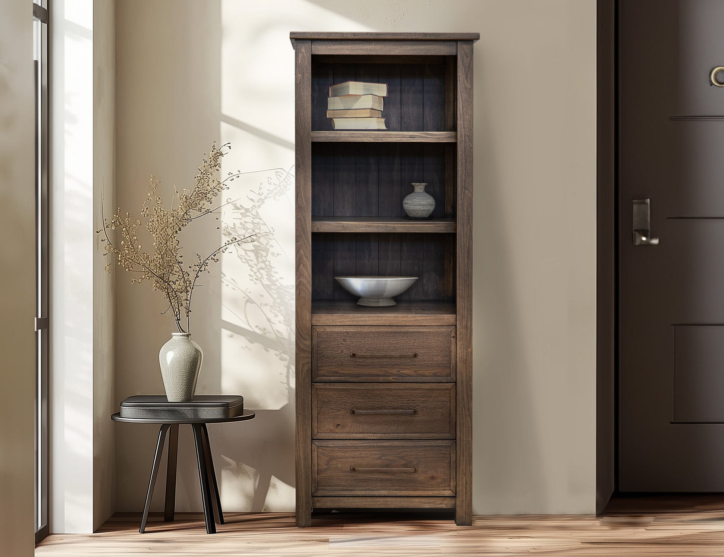 3 Drawer 3 Shelves Bookcase - Walnut Brown