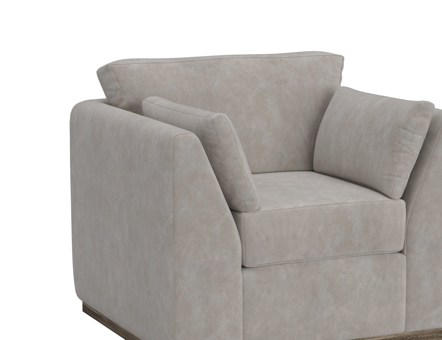 Wooden Frame & Base, Armchair - Ivory