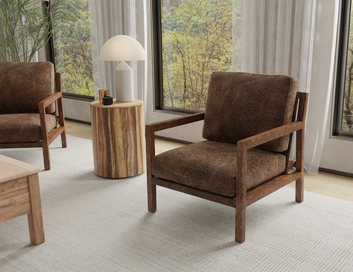 Wooden Frame, Armchair - Chocolate Brown