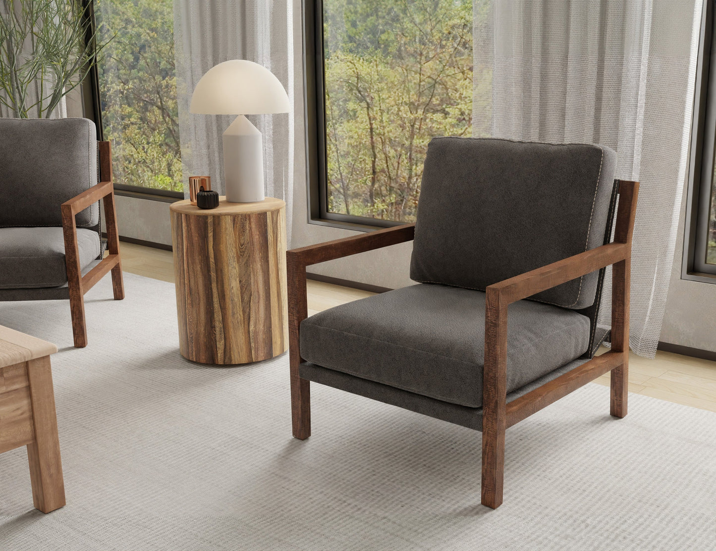 Wooden Frame, Armchair - Iron Gray