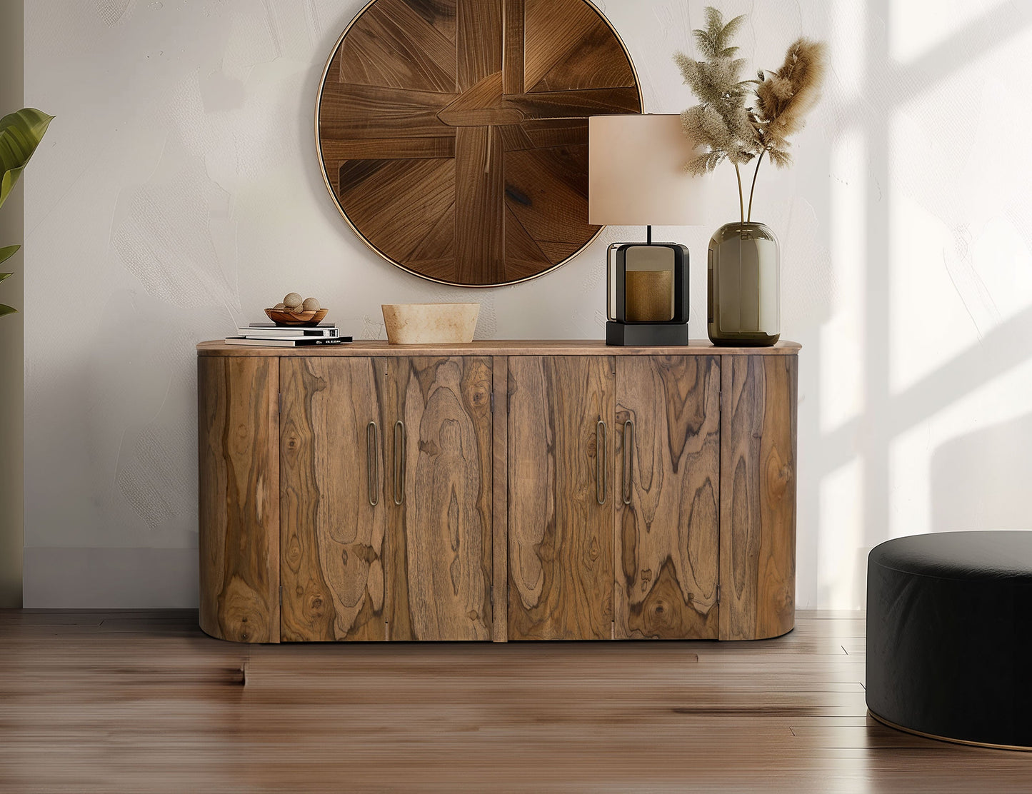 4 Doors Console - Almond And Barrel Brown