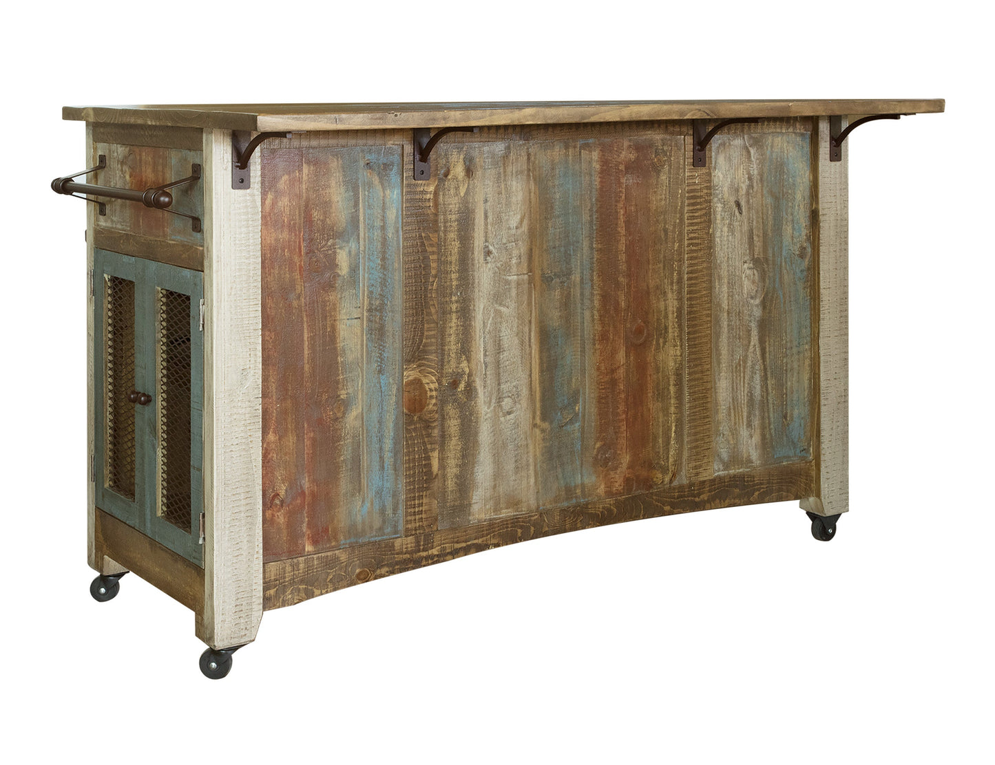 3 Drawer, 2 Sliding Doors, 4 Mesh Doors Kitchen Island - Multicolor