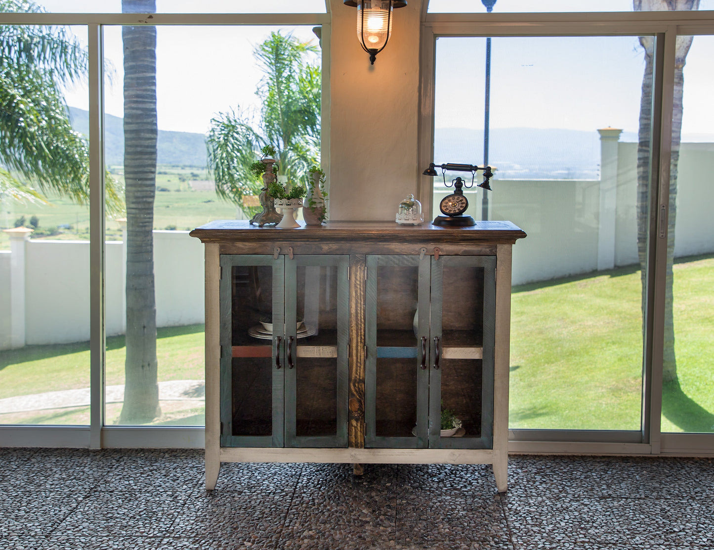 4 Glass Door 50" Console - Multicolor