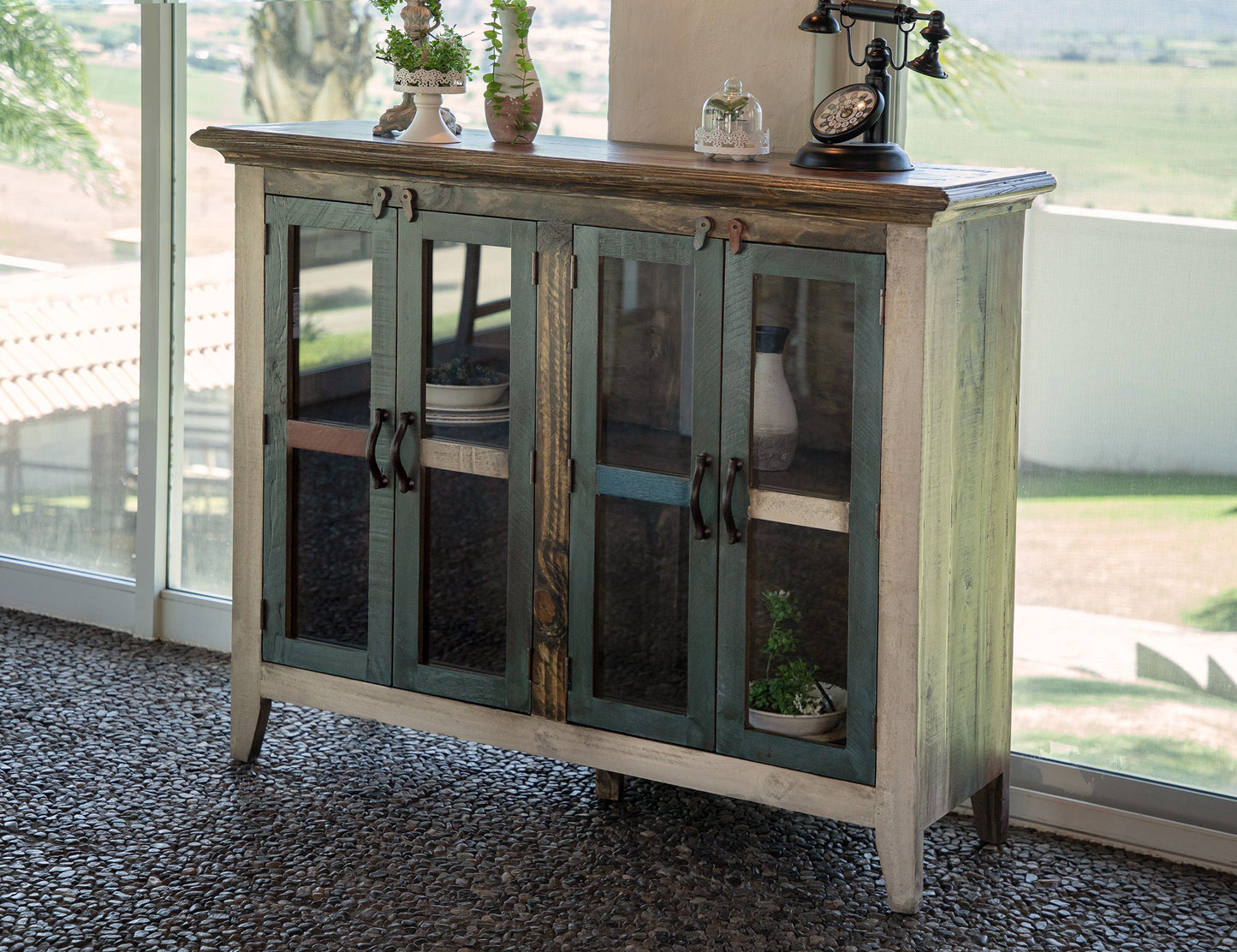 4 Glass Door 50" Console - Multicolor