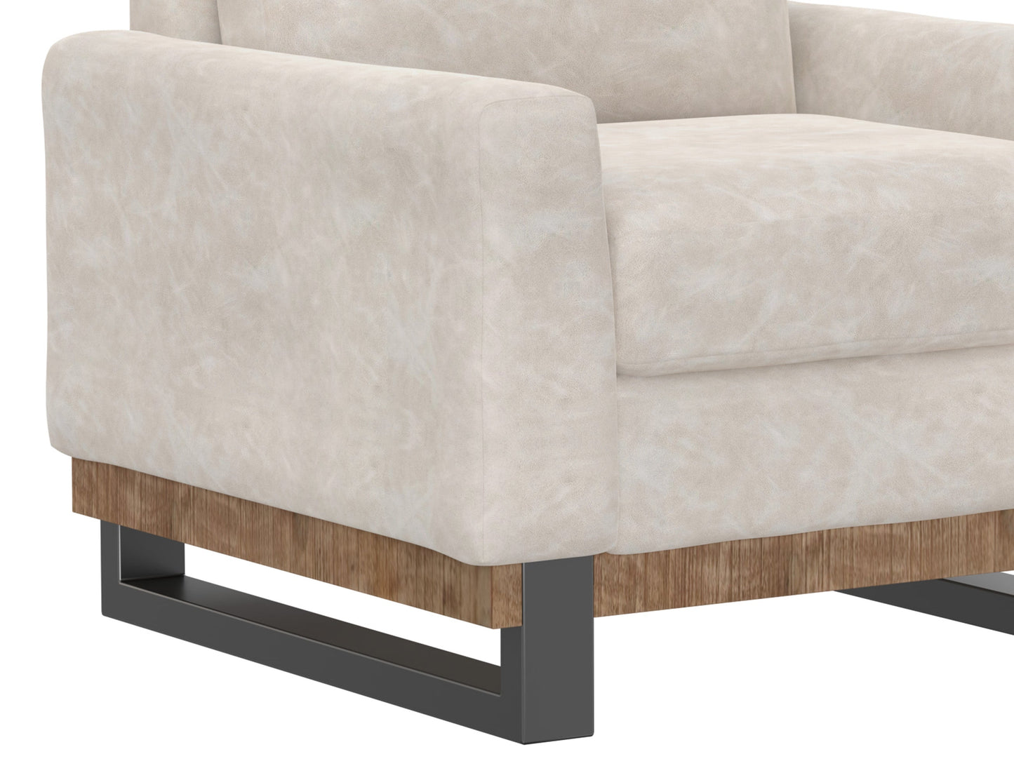 Metal & Wood Base, Sofa - Ivory