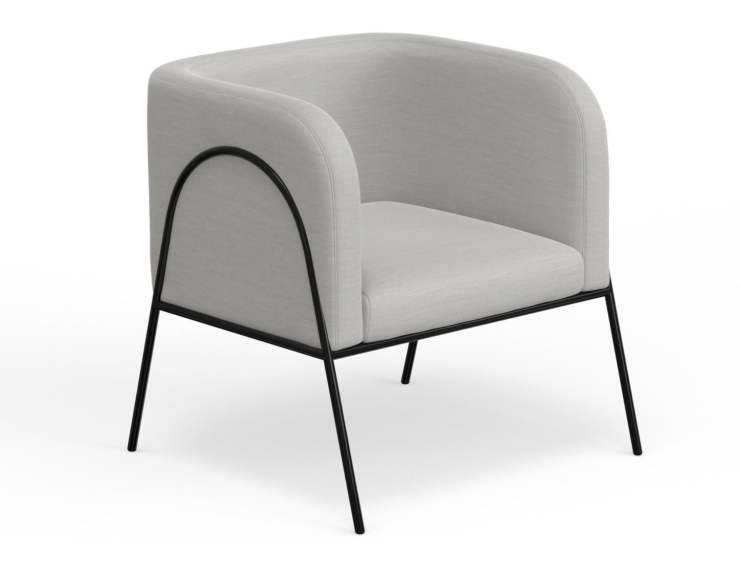 Wooden Frame & Metal Base, Armchair - Agreeable Gray