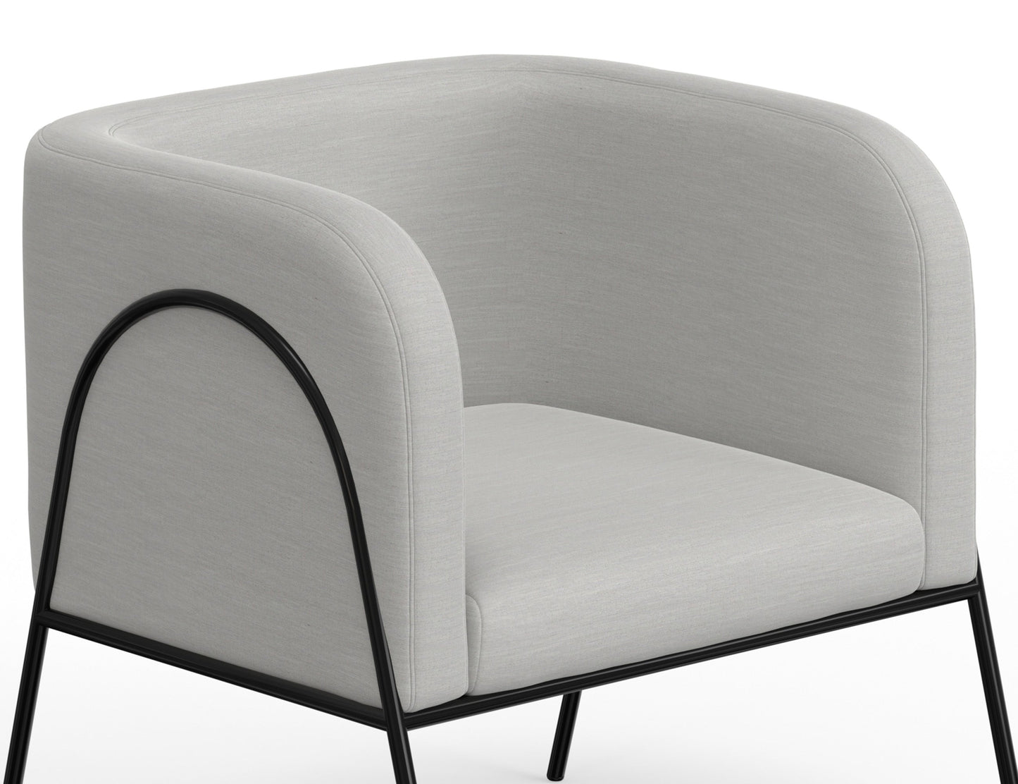 Wooden Frame & Metal Base, Armchair - Agreeable Gray