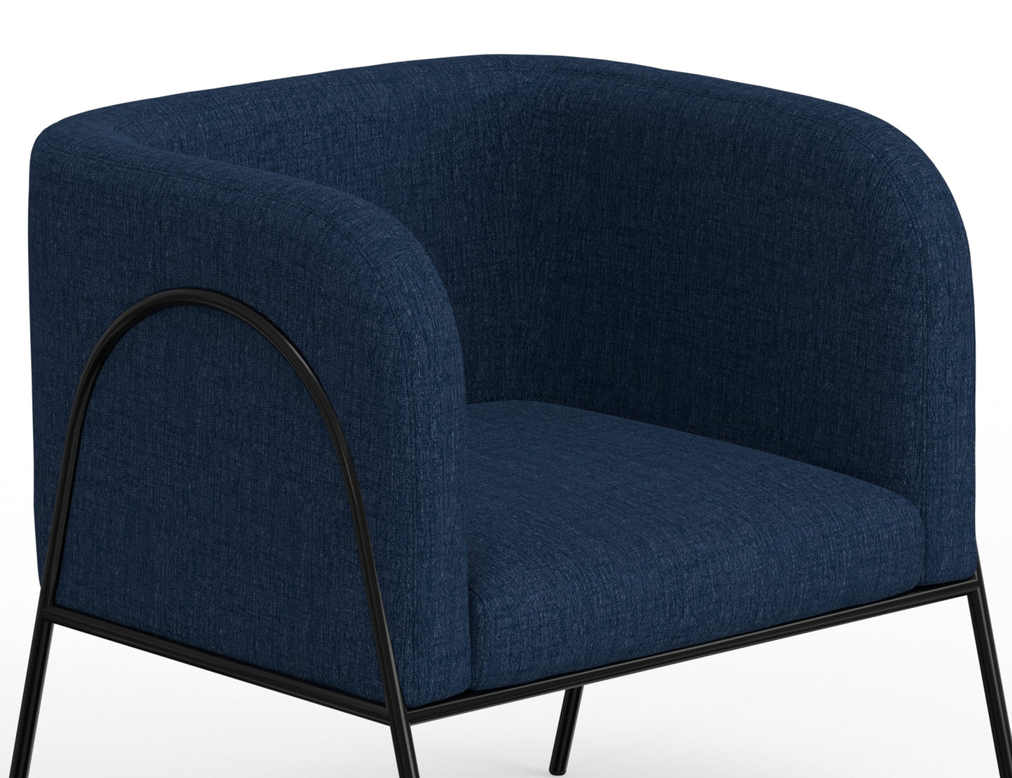 Wooden Frame & Metal Base, Armchair - Midnight Blue