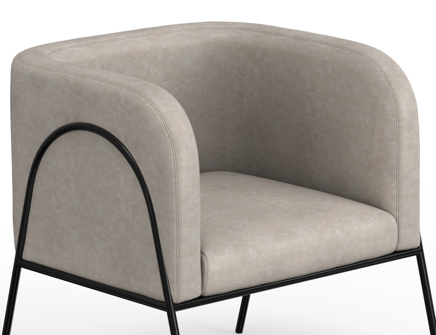 Wooden Frame & Metal Base, Armchair - Ivory