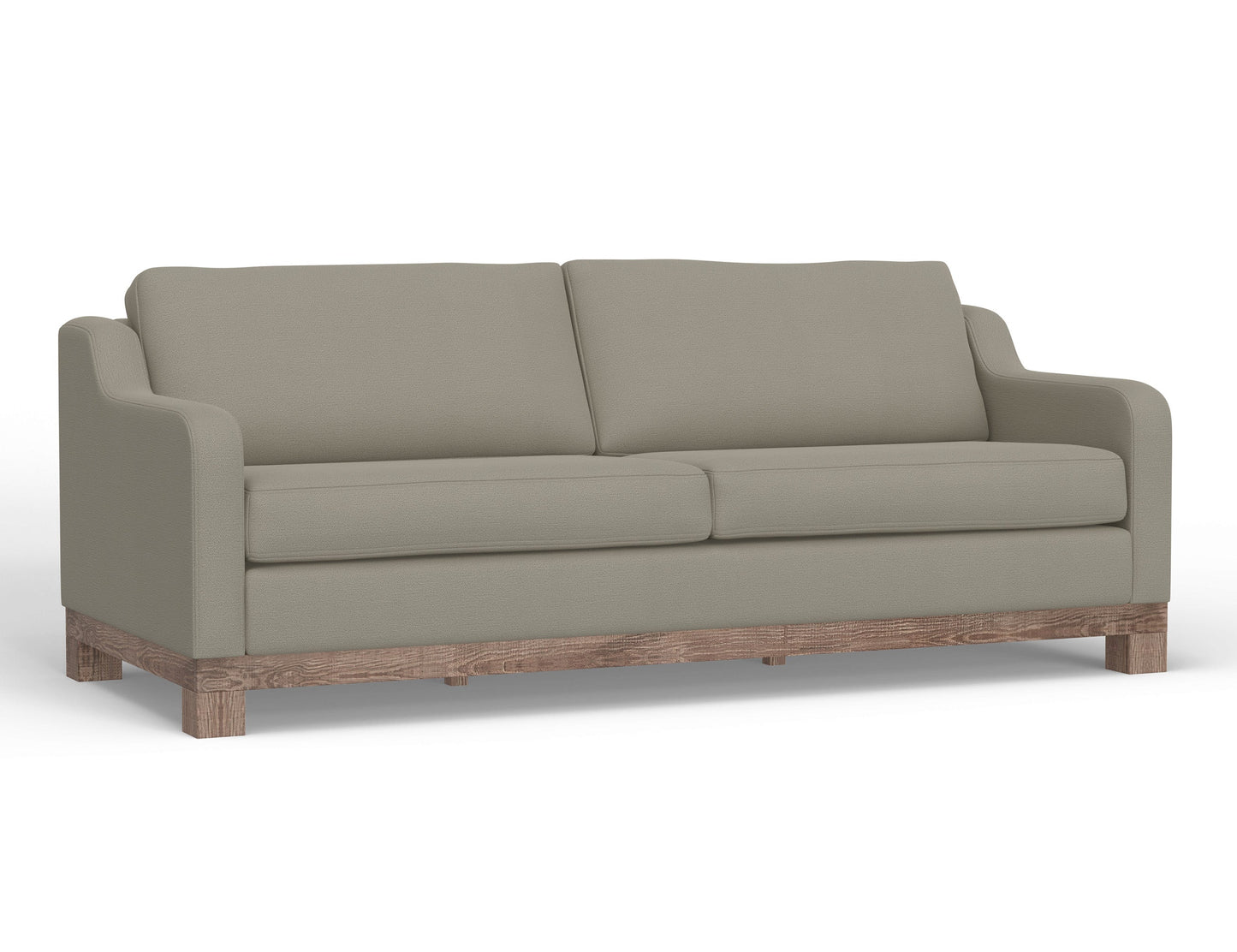 Wooden Frame & Base, Two-Cushion Sofa - Almond Gray